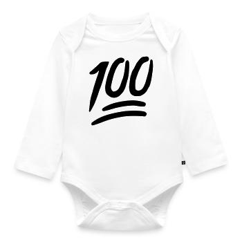 Emoji 100 croquis noir - Body Bébé bio manches longues - blanc - Devant