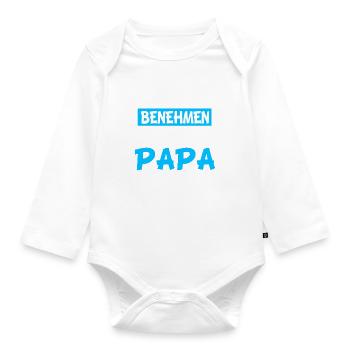 Kinder Shirt mit lustigem Spruch Papa Kind lustig - Baby Bio-Langarm-Body - Weiß - Vorne