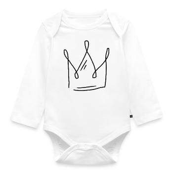 Emoji crown crowns sketch black - Organic Longsleeve Baby Bodysuit - white - Front