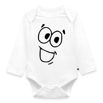 Emoji rient croquis noir - Body Bébé bio manches longues - blanc - Devant