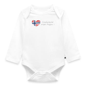 17. Mai Herzlichen Glückwunsch zum Tag - Flagge mit Herz - Baby Bio-Langarm-Body - Weiß - Vorne