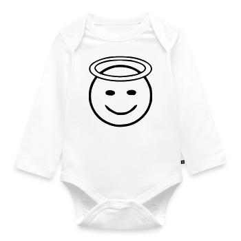 Emoji halo sketch black - Organic Longsleeve Baby Bodysuit - white - Front