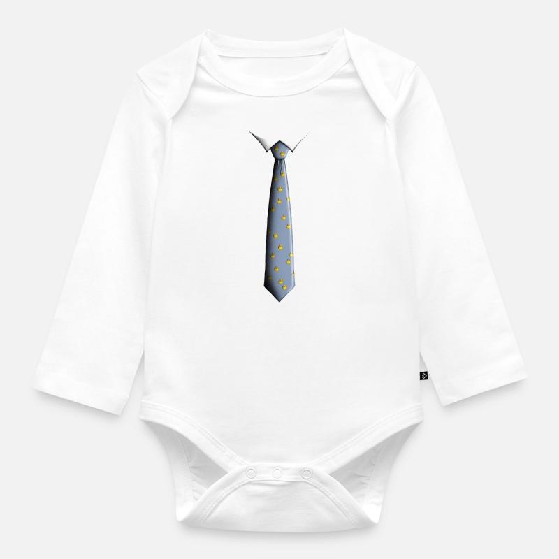 Cravate avec canard - Body Bébé bio manches longues - blanc
