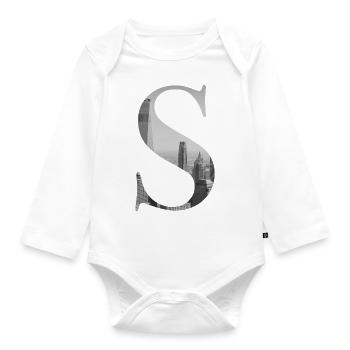 New York Letter S - Organic Longsleeve Baby Bodysuit - white - Front