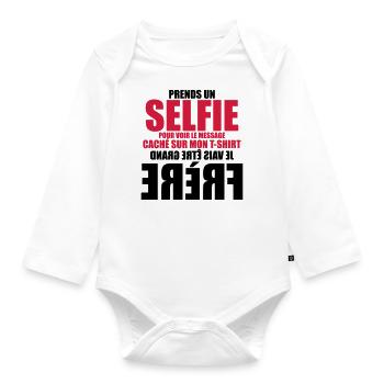 prends un selfie je vais être grand frère - Body Bébé bio manches longues - blanc - Devant