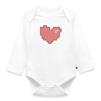 Cœur Pixel - Body Bébé bio manches longues - blanc - Devant