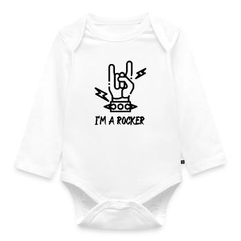 Rocker Hand I'm A Rocker Rock Music - Baby Bio-Langarm-Body - Weiß - Vorne
