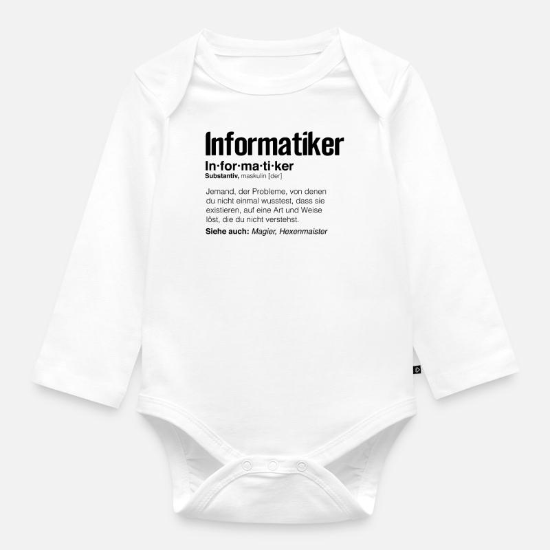 Informatiker Definition, Erklärung, Zauberer, Hexe - Baby Bio-Langarm-Body - Weiß