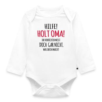 Geburt Baby Geschenkidee lustig Eltern Holt Oma - Baby Bio-Langarm-Body - Weiß - Vorne