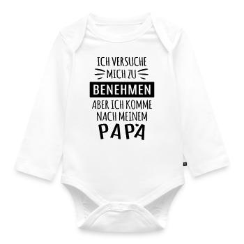 Geburt Geschenkidee lustig Baby Papa Vater Eltern - Baby Bio-Langarm-Body - Weiß - Vorne
