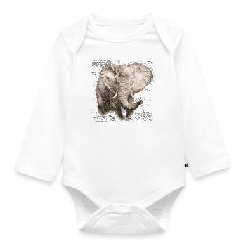 Éléphant éléphant tête d’éléphant Afrique Animal Vintage Safari - Body Bébé bio manches longues - blanc - Devant