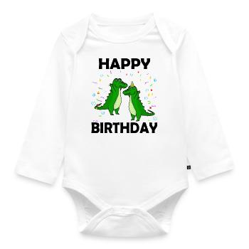 Happy Birthday Aligator - Baby Bio-Langarm-Body - Weiß - Vorne