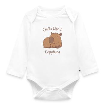 Chillin Like A Capybara - Organic Longsleeve Baby Bodysuit - white - Front
