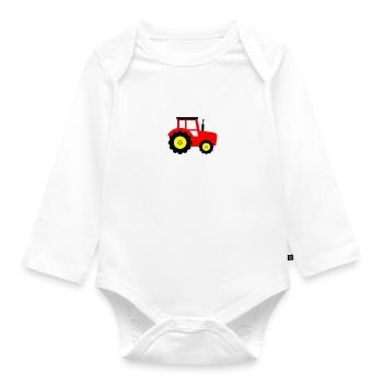 Großer kleiner Bruder Traktor rot Bauernhof Brüder - Baby Bio-Langarm-Body - Weiß - Vorne
