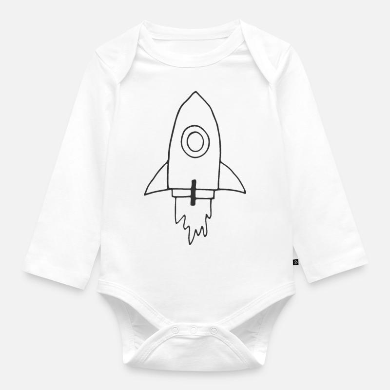 rocket - Organic Longsleeve Baby Bodysuit - white