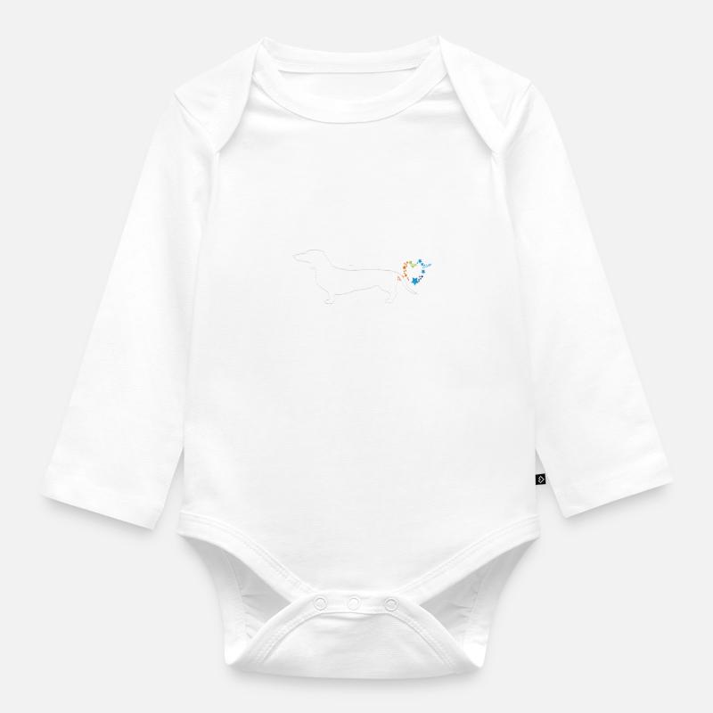 Dackel Hund - Dackel - Baby Bio-Langarm-Body - Weiß