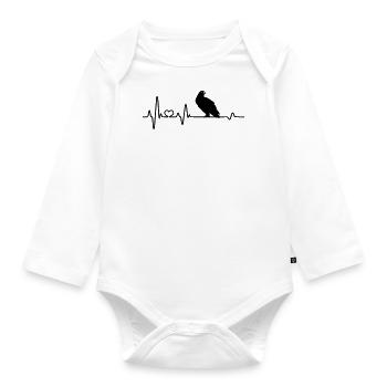 Herzschlag Adler Raubvogel EKG - Baby Bio-Langarm-Body - Weiß - Vorne