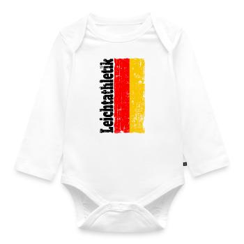 Leichtathletik Flagge Fahne Deutschland - Baby Bio-Langarm-Body - Weiß - Vorne