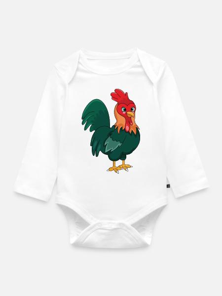 Hahn - Baby Bio-Langarm-Body - Weiß