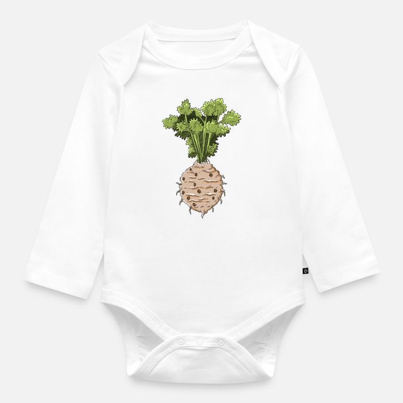 Céleri - Body Bébé bio manches longues - blanc