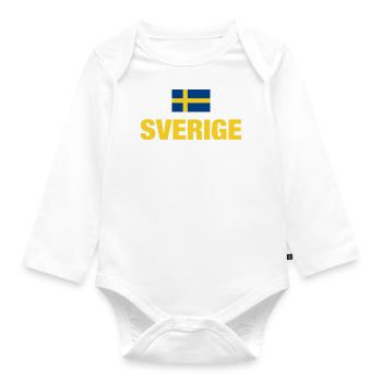 Sweden Sverige Sweden Football Flag Gift - Organic Longsleeve Baby Bodysuit - white - Front