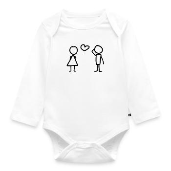 Lovers couples - Organic Longsleeve Baby Bodysuit - white - Front