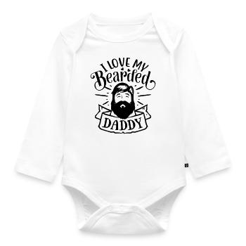 papa Bart Partenaire look père bébé fils love - Body Bébé bio manches longues - blanc - Devant