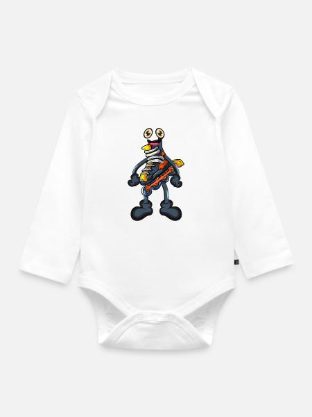 Inline Skating Inliner - Baby Bio-Langarm-Body - Weiß