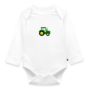 Großer und kleiner Bruder Traktor Brüder Bauernhof - Baby Bio-Langarm-Body - Weiß - Vorne