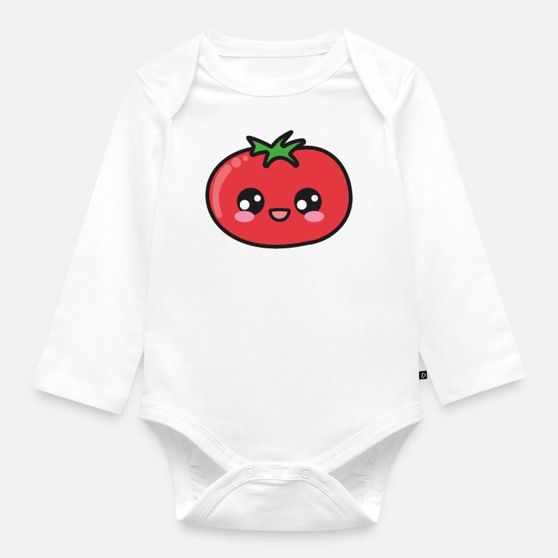 Tomate Niedlich Kawaii - Baby Bio-Langarm-Body - Weiß