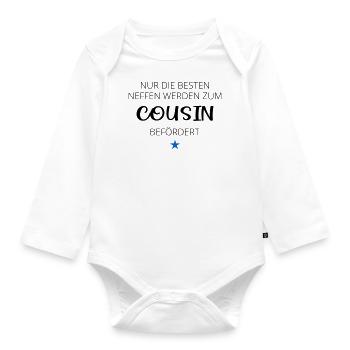 Nur die besten Neffen werden zum Cousin befördert - Baby Bio-Langarm-Body - Weiß - Vorne