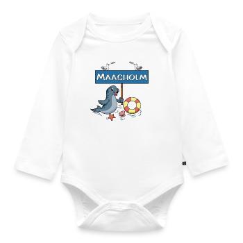 Moin Moin - Gemeinde Maasholm - Baby Bio-Langarm-Body - Weiß - Vorne