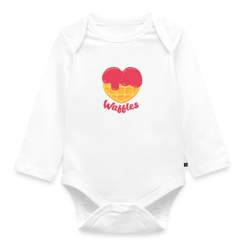 sweet kawaii waffle in heart shape - Organic Longsleeve Baby Bodysuit - white - Front