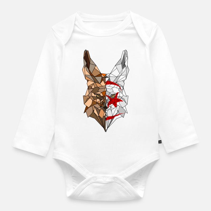 Fennec polygone drapeau de l'Algérie - Body Bébé bio manches longues - blanc