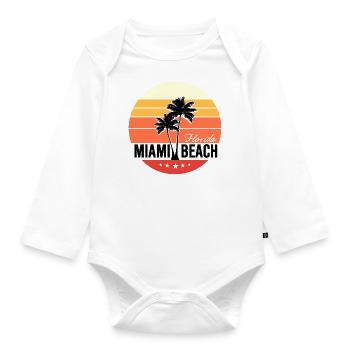 Miami Beach - Organic Longsleeve Baby Bodysuit - white - Front