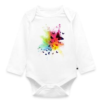 Butterfly Animal Flying Nature Freedom Colorful - Organic Longsleeve Baby Bodysuit - white - Front