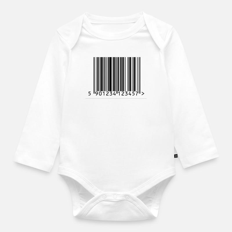Barcode design - Organic Longsleeve Baby Bodysuit - white