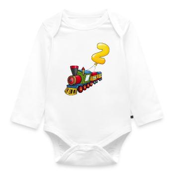 Choo Ich Bin 2 Jahre alt Zug Jungen 2. Geburtstag - Baby Bio-Langarm-Body - Weiß - Vorne