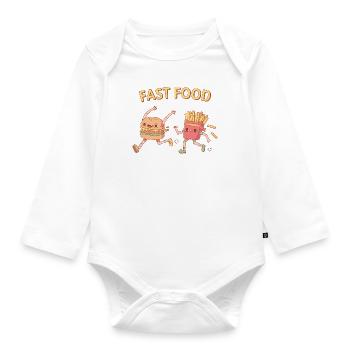Drôle de fast-food running burger et frites - Body Bébé bio manches longues - blanc - Devant