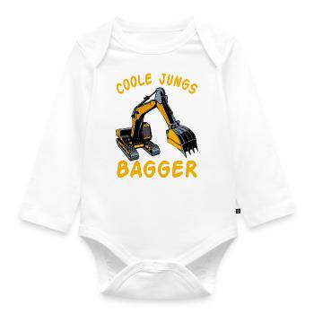 Kinder Bagger Baggerfahrer Baggerführer Baustelle - Baby Bio-Langarm-Body - Weiß - Vorne