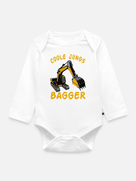 Kinder Bagger Baggerfahrer Baggerführer Baustelle - Baby Bio-Langarm-Body - Weiß