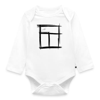Fenêtres dessinées à la main, dessin au crayon - Body Bébé bio manches longues - blanc - Devant