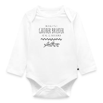 Großer Bruder Baby Schwangerschaft Spruch - Baby Bio-Langarm-Body - Weiß - Vorne