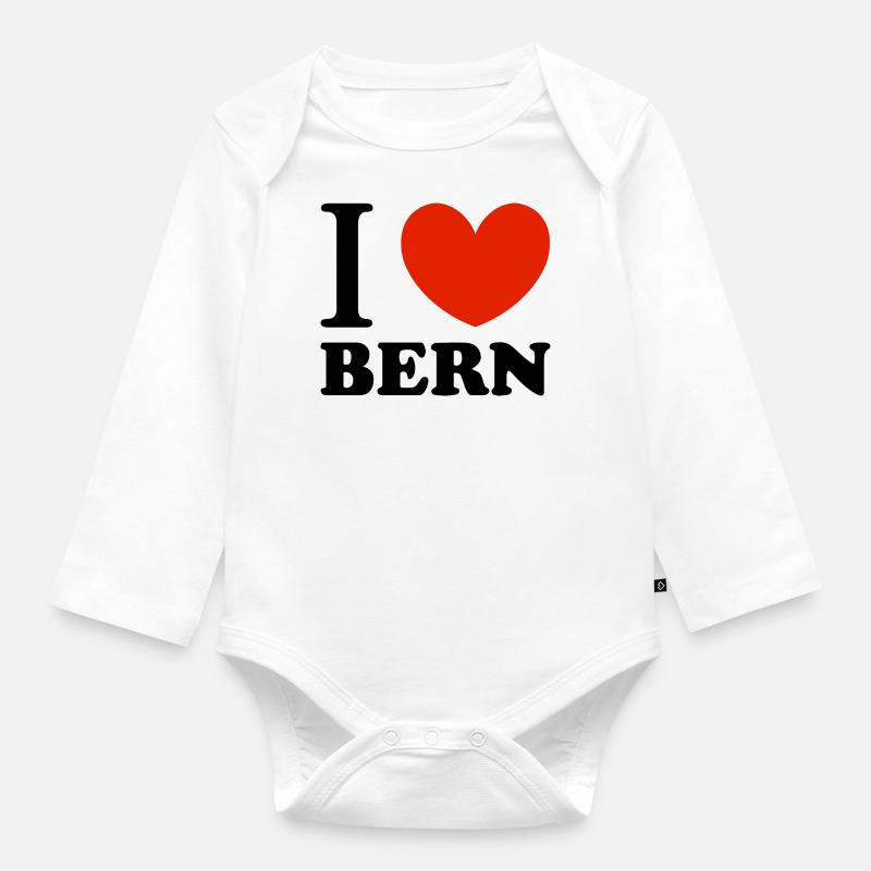 J’aime Berne - Body Bébé bio manches longues - blanc