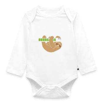 Motivation wird geladen Faultier - Baby Bio-Langarm-Body - Weiß - Vorne
