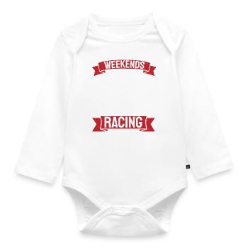 Auto-Rennen Fahrrad-Rennen Racer Geschenk - Baby Bio-Langarm-Body - Weiß - Vorne
