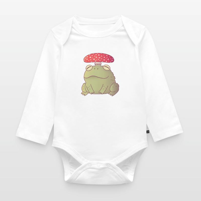 Cute Toadstool Toad Doodle Organic Longsleeve Baby Bodysuit