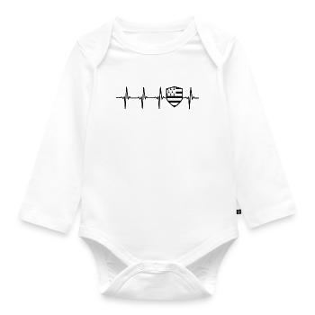 Brittany flag heartbeat badge brittany - Organic Longsleeve Baby Bodysuit - white - Front