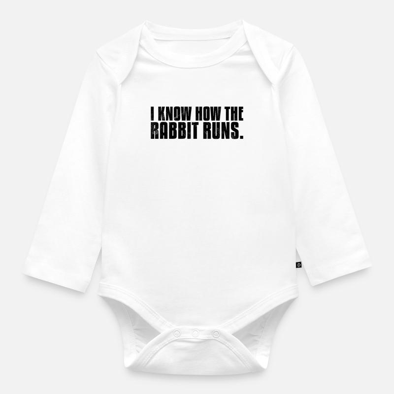 I Know How The Rabbit Runs Denglisch Sprichwort - Baby Bio-Langarm-Body - Weiß