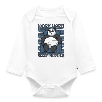 Panda hart arbeiten härter schlafen Spruch lustige - Baby Bio-Langarm-Body - Weiß - Vorne